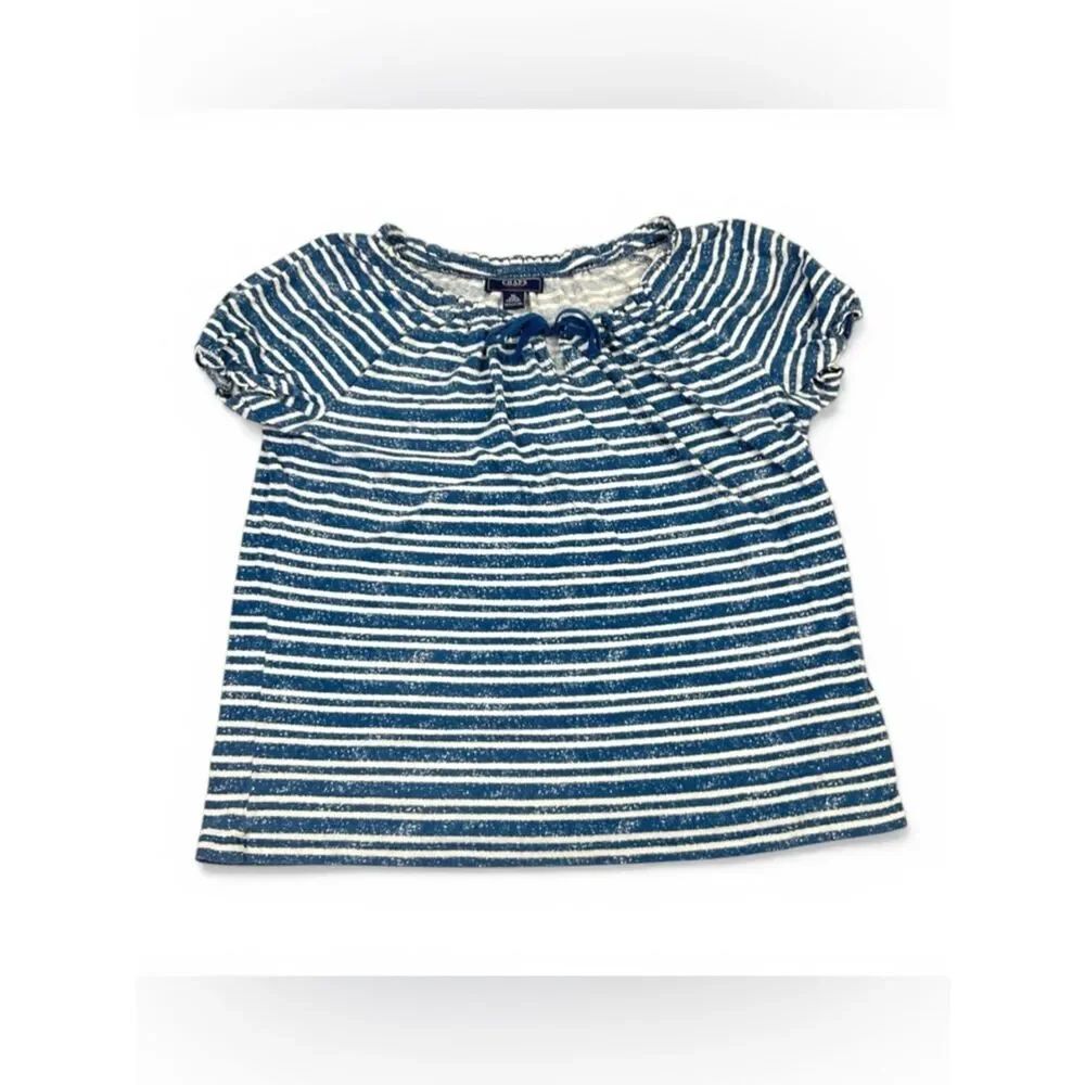 Chaps Womens Cotton Shirt Nautical Washed Striped Short Sleeve Breathable Top XL